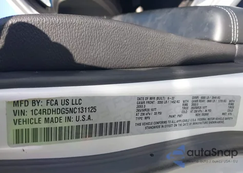 2022 Dodge Durango Gt Rwd from USA, damaged, VIN 1C4RDHDG5NC131125